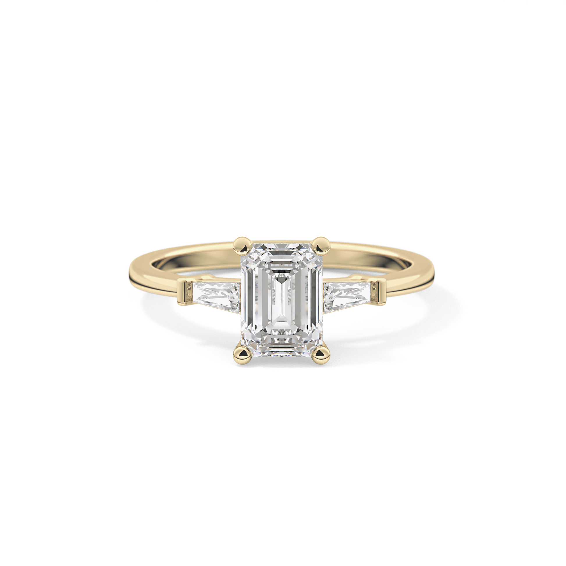 Emerald Three Stone Lab Grown Diamond Engagement Ring