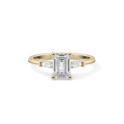 Emerald Three Stone Lab Grown Diamond Engagement Ring