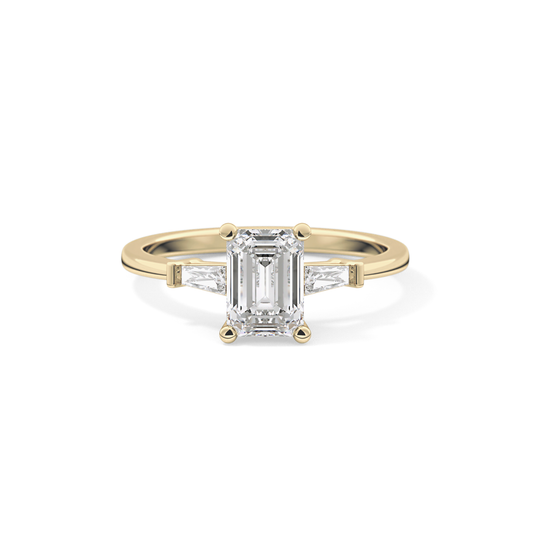 Emerald Three Stone Lab Grown Diamond Engagement Ring
