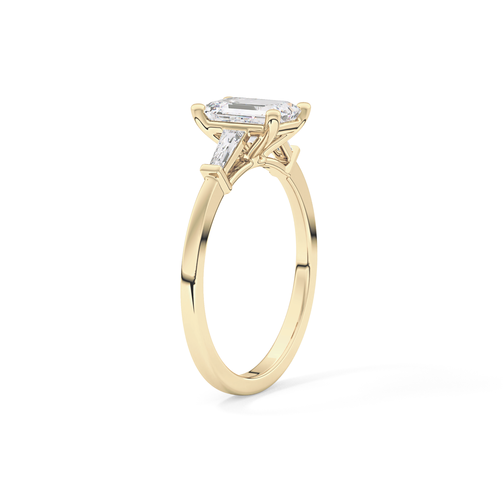 Emerald Three Stone Lab Grown Diamond Engagement Ring