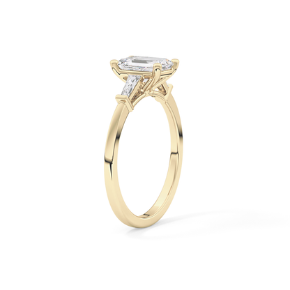 Emerald Three Stone Lab Grown Diamond Engagement Ring