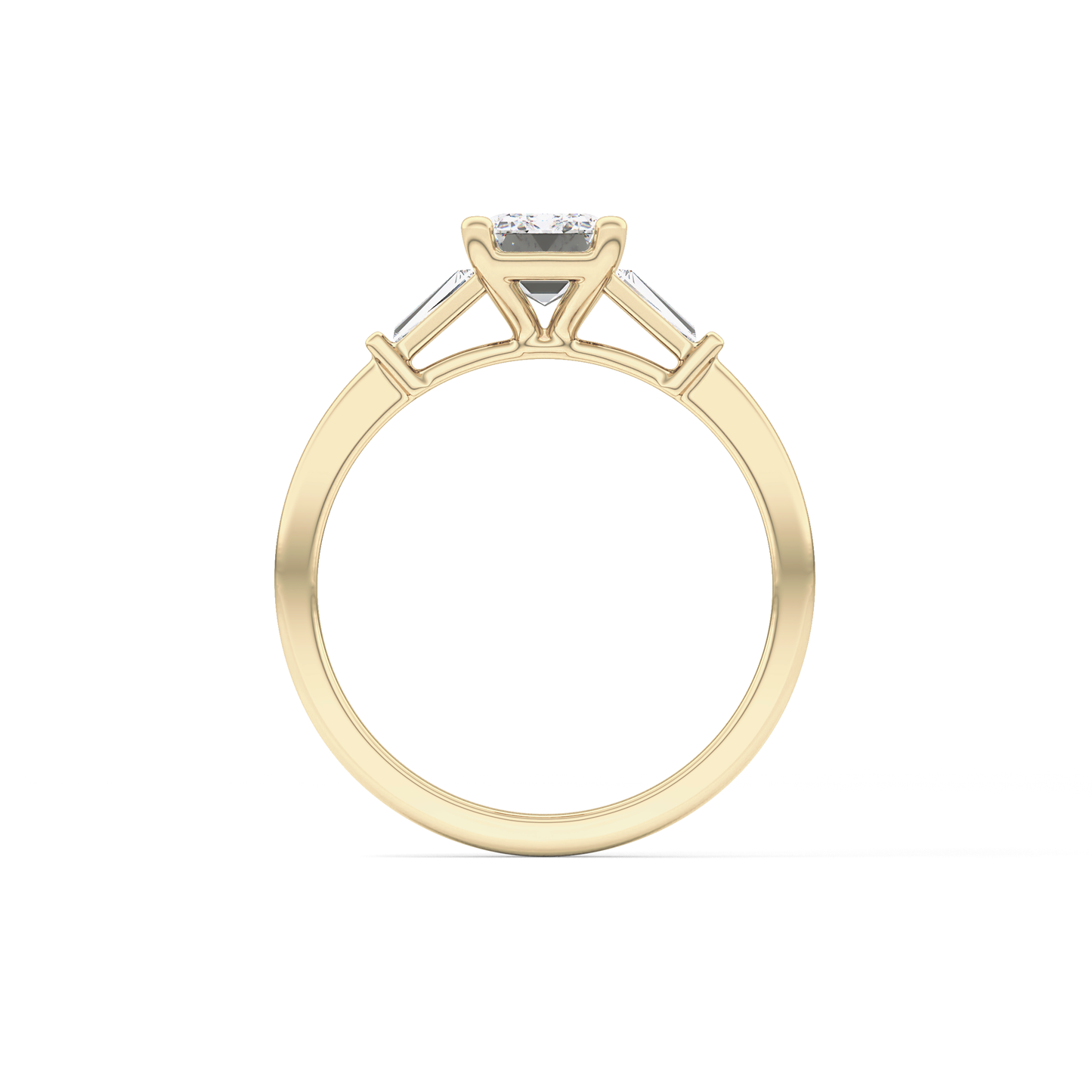 Emerald Three Stone Lab Grown Diamond Engagement Ring