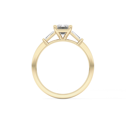 Emerald Three Stone Lab Grown Diamond Engagement Ring