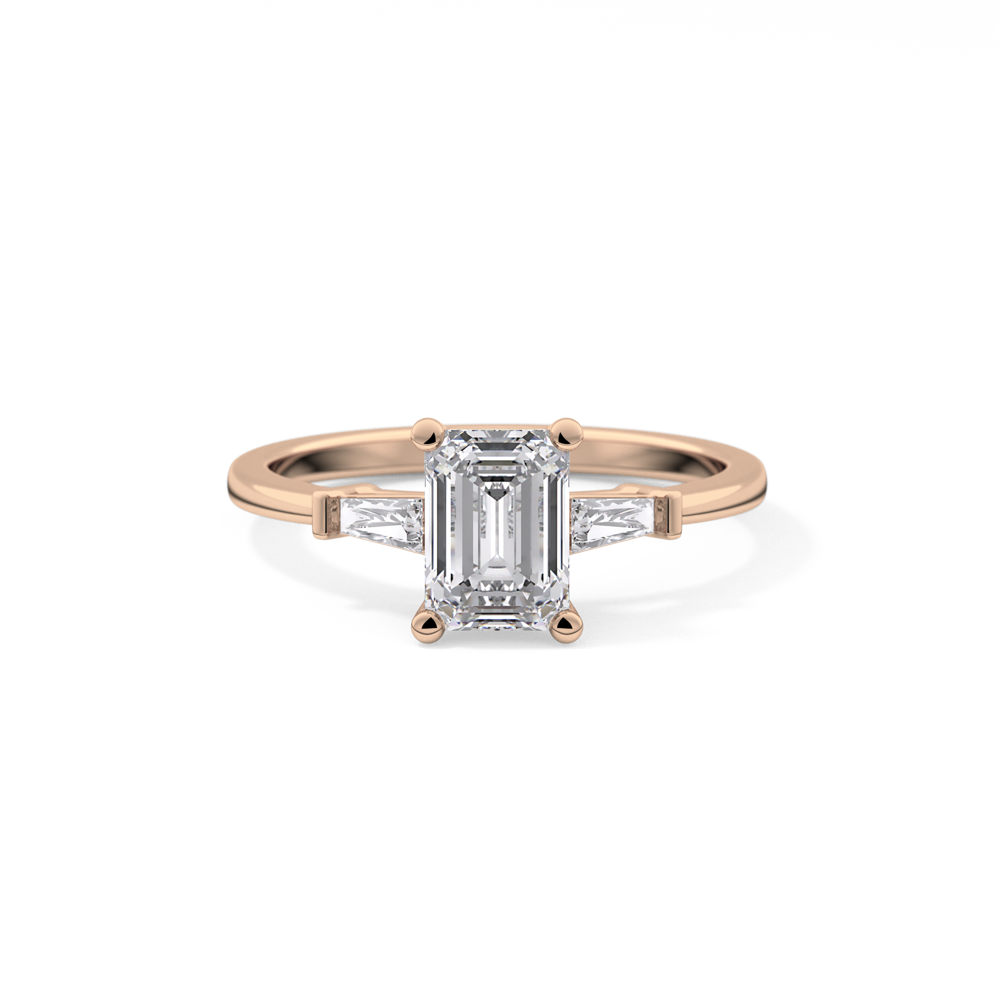 Emerald Three Stone Lab Grown Diamond Engagement Ring