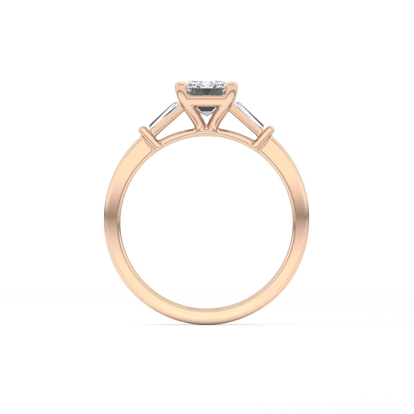 Emerald Three Stone Lab Grown Diamond Engagement Ring