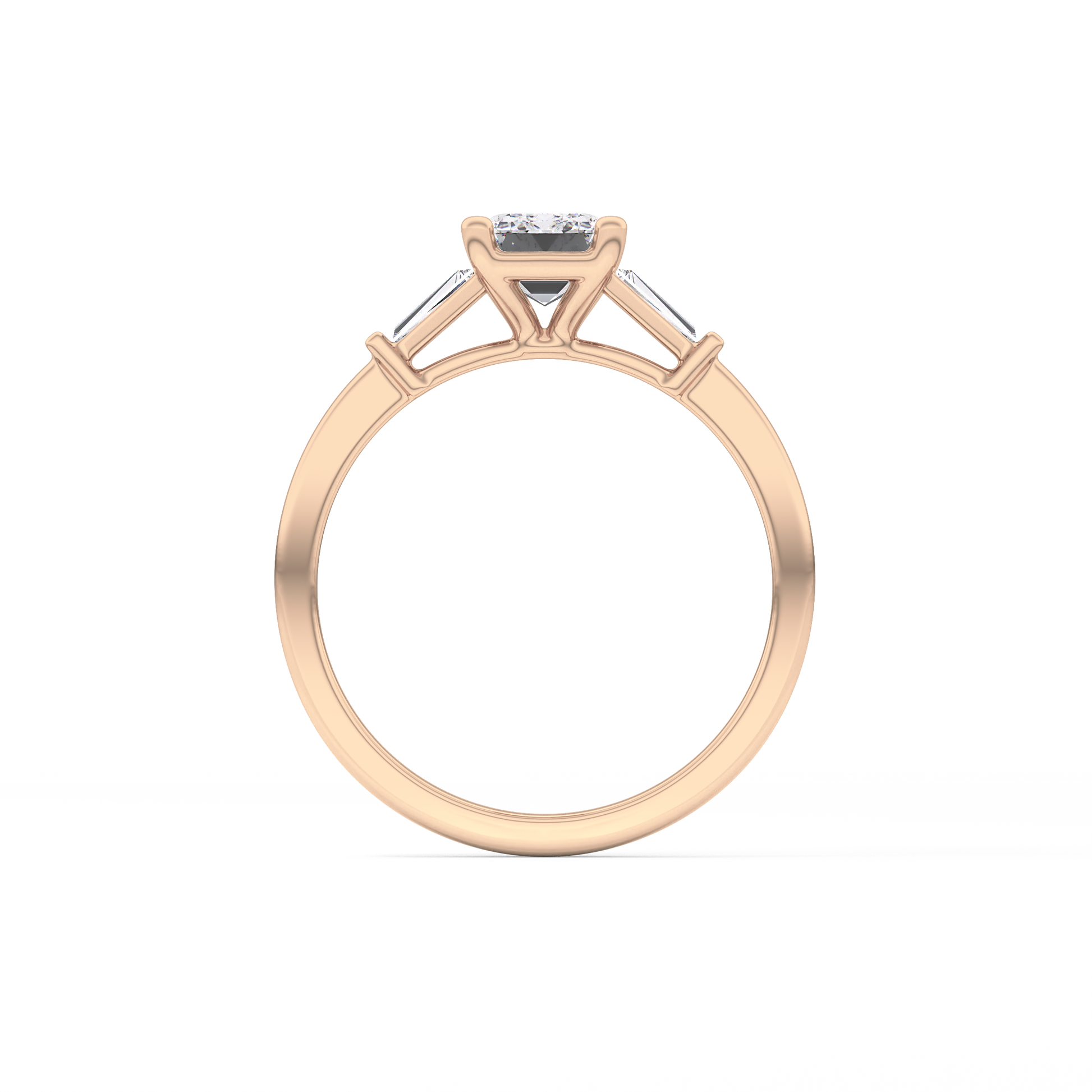Emerald Three Stone Lab Grown Diamond Engagement Ring