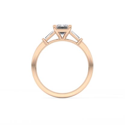 Emerald Three Stone Lab Grown Diamond Engagement Ring