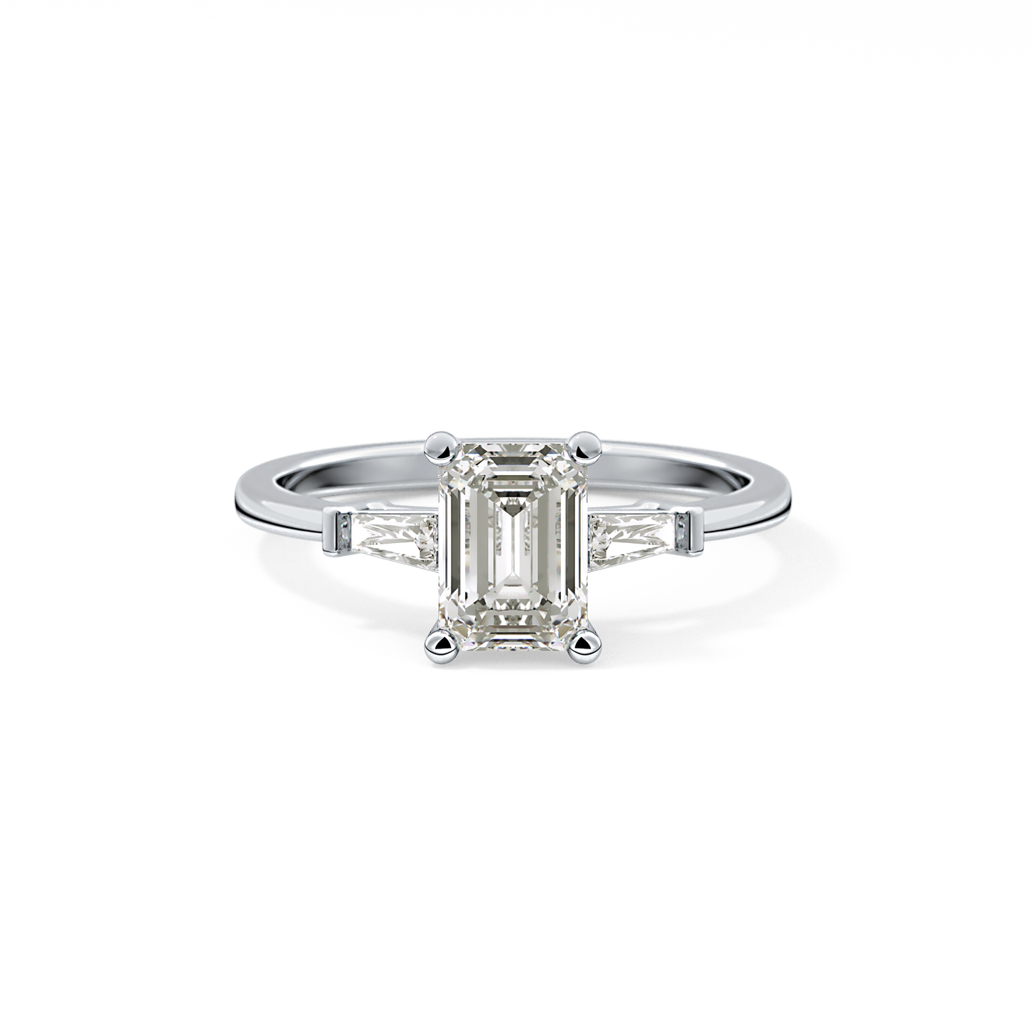 Emerald Three Stone Lab Grown Diamond Engagement Ring