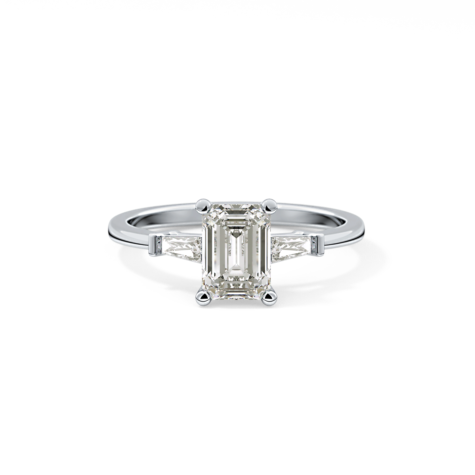 Emerald Three Stone Lab Grown Diamond Engagement Ring
