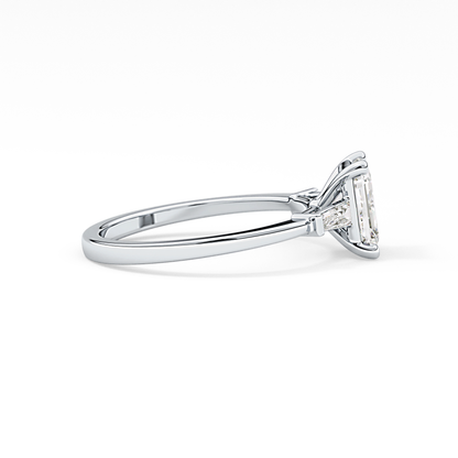 Emerald Three Stone Lab Grown Diamond Engagement Ring