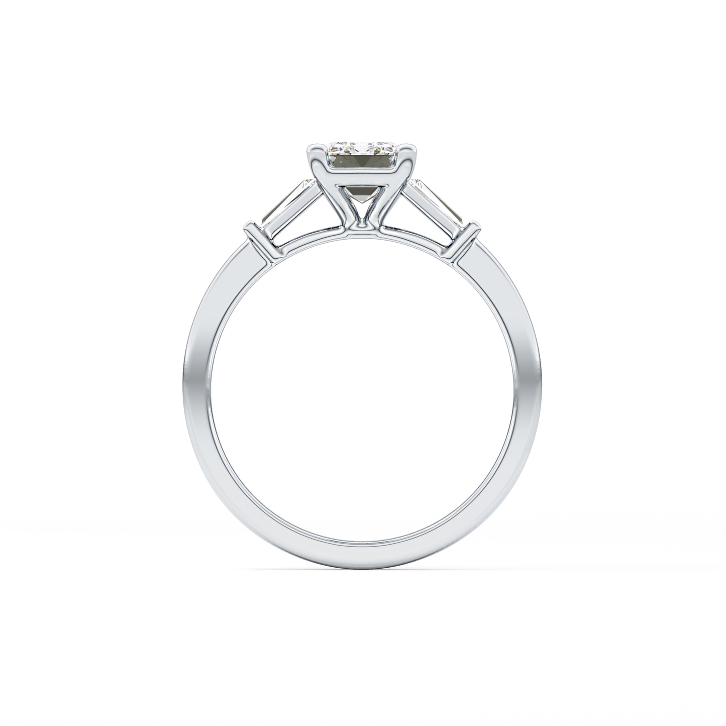 Emerald Three Stone Lab Grown Diamond Engagement Ring