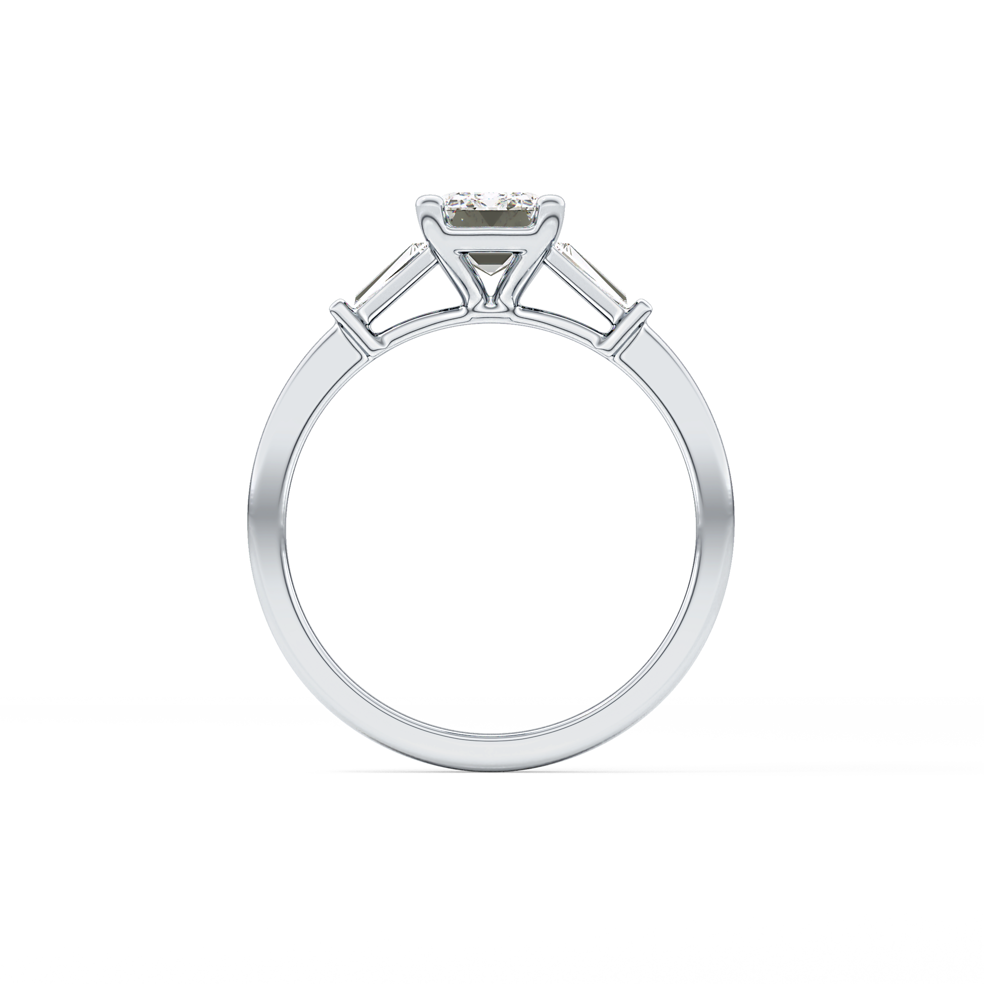 Emerald Three Stone Lab Grown Diamond Engagement Ring