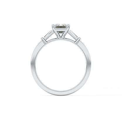 Emerald Three Stone Lab Grown Diamond Engagement Ring