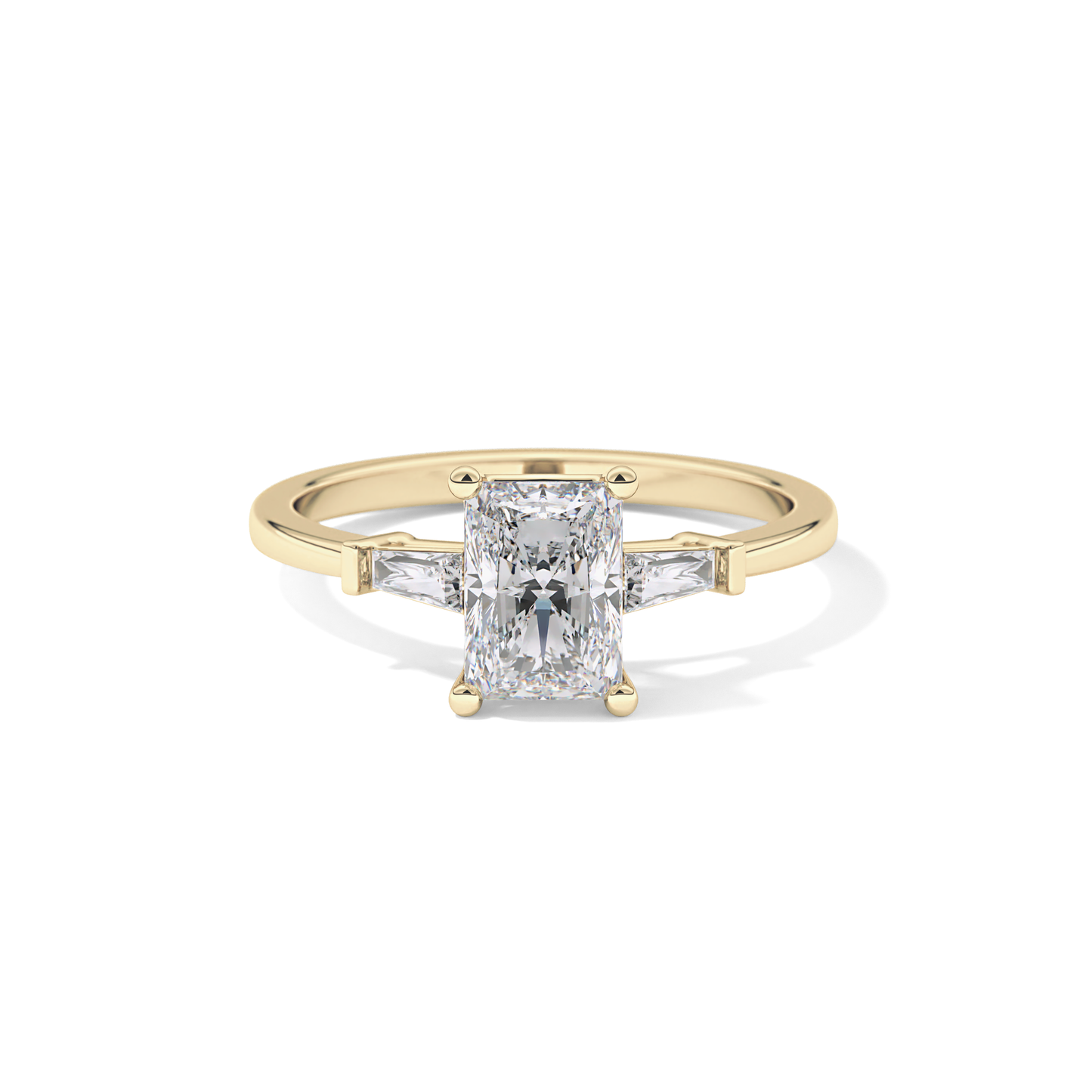Radiant Three Stone Lab Grown Diamond Engagement Ring