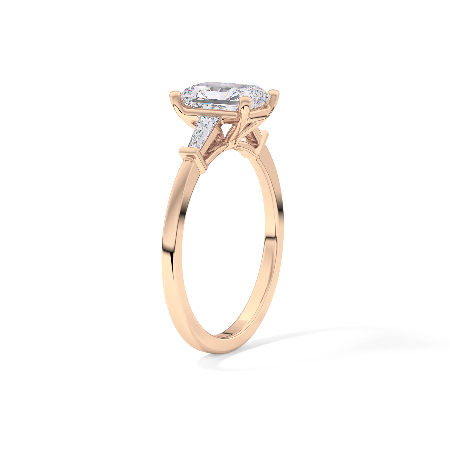 Radiant Three Stone Lab Grown Diamond Engagement Ring