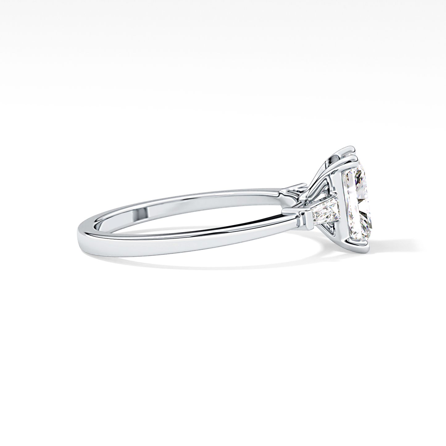 Radiant Three Stone Lab Grown Diamond Engagement Ring