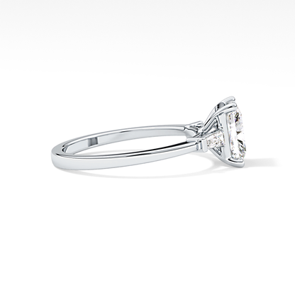 Radiant Three Stone Lab Grown Diamond Engagement Ring