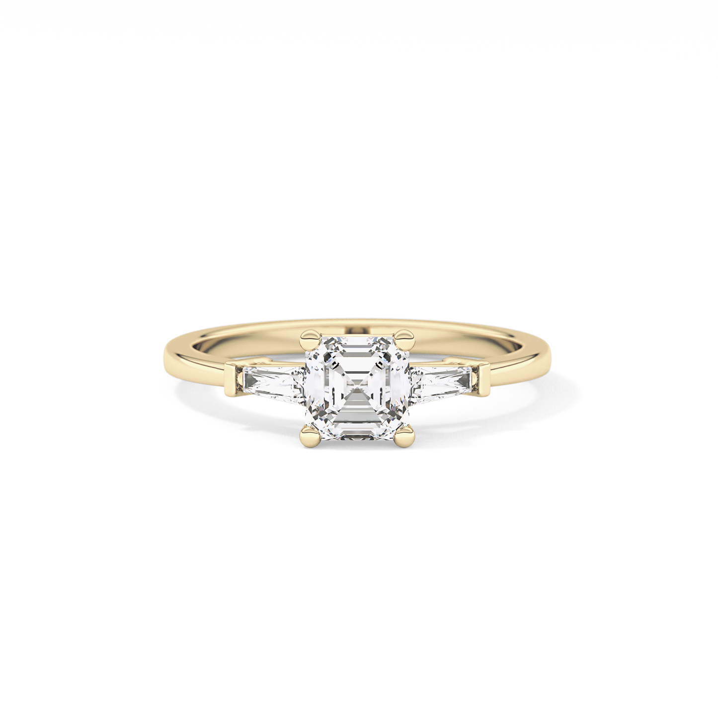 Asscher Three Stone Lab Grown Diamond Engagement Ring