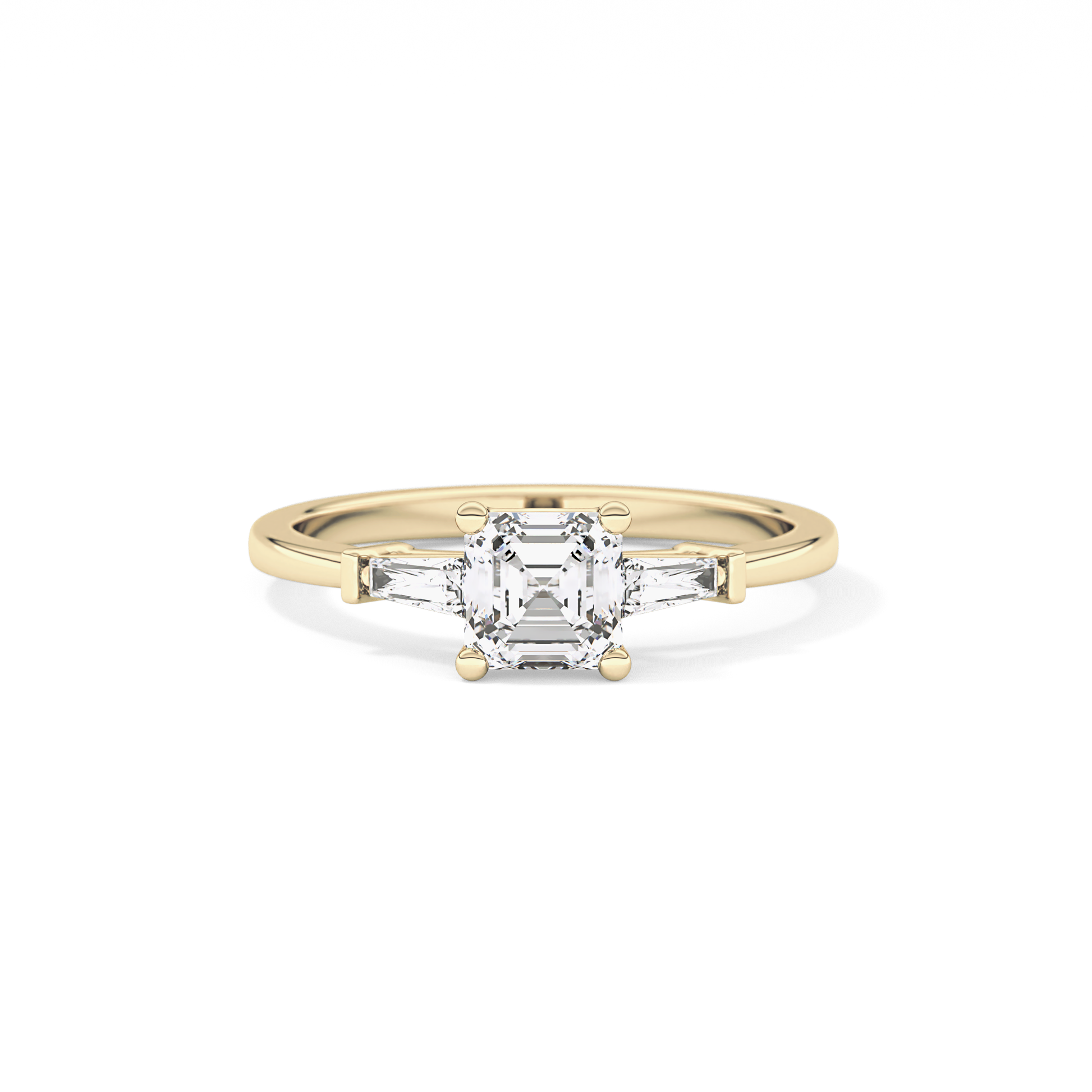 Asscher Three Stone Lab Grown Diamond Engagement Ring