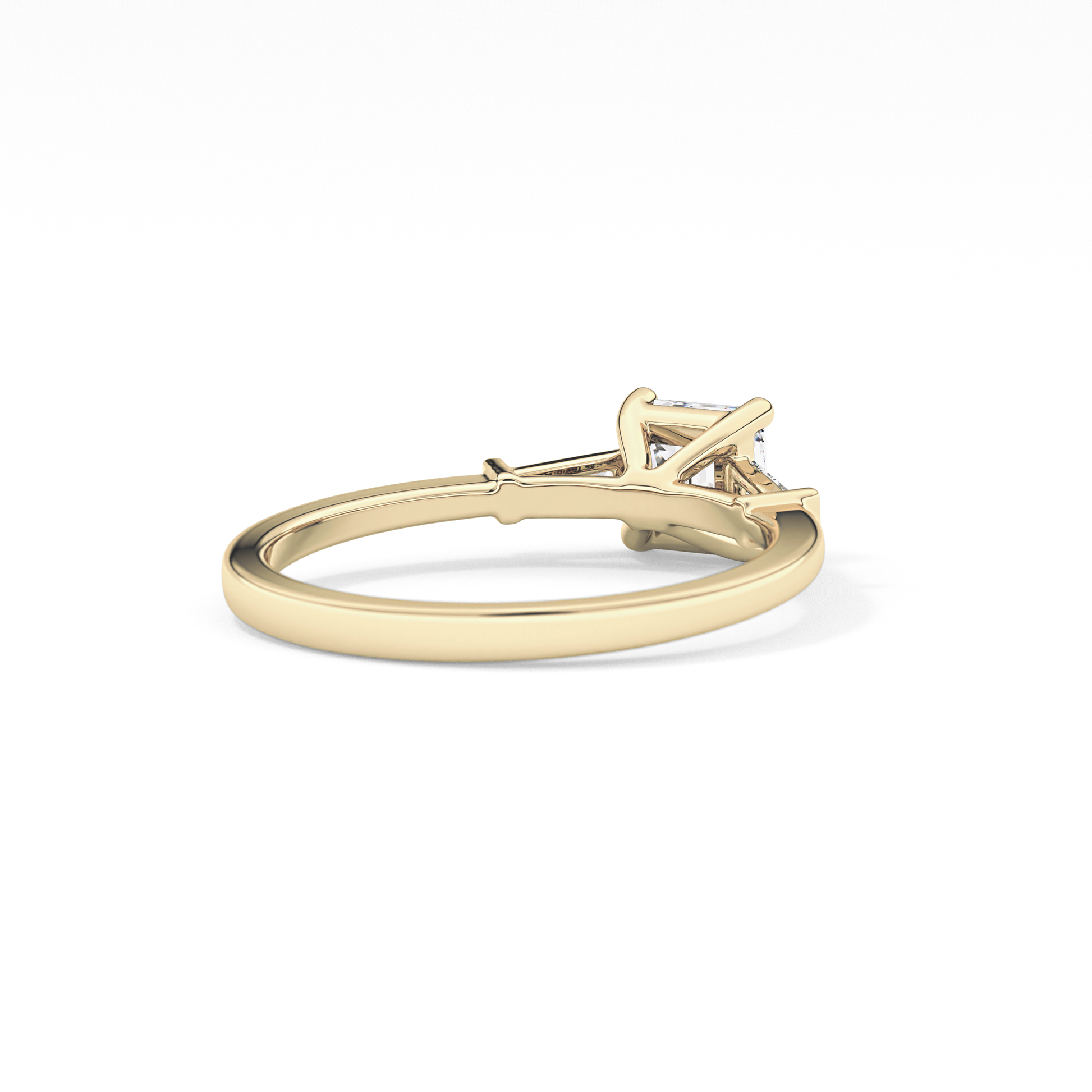 Asscher Three Stone Lab Grown Diamond Engagement Ring