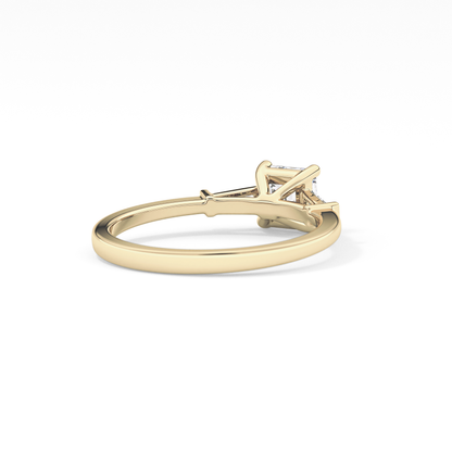 Asscher Three Stone Lab Grown Diamond Engagement Ring