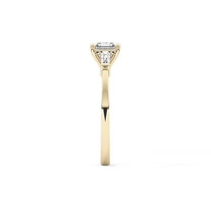 Asscher Three Stone Lab Grown Diamond Engagement Ring