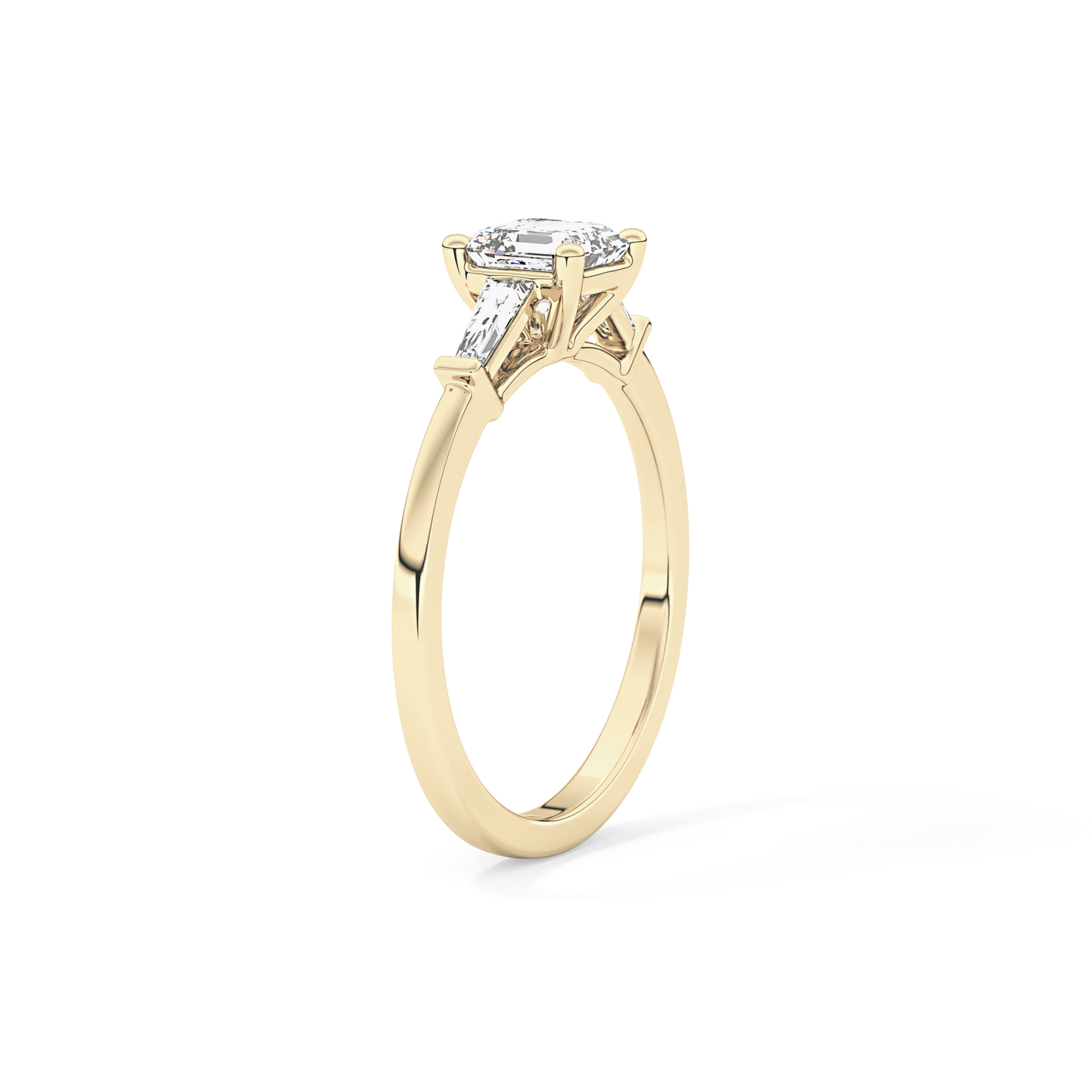Asscher Three Stone Lab Grown Diamond Engagement Ring