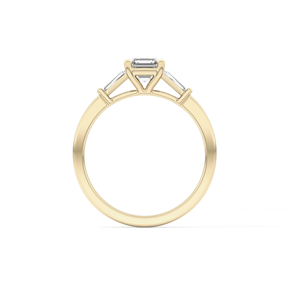 Asscher Three Stone Lab Grown Diamond Engagement Ring