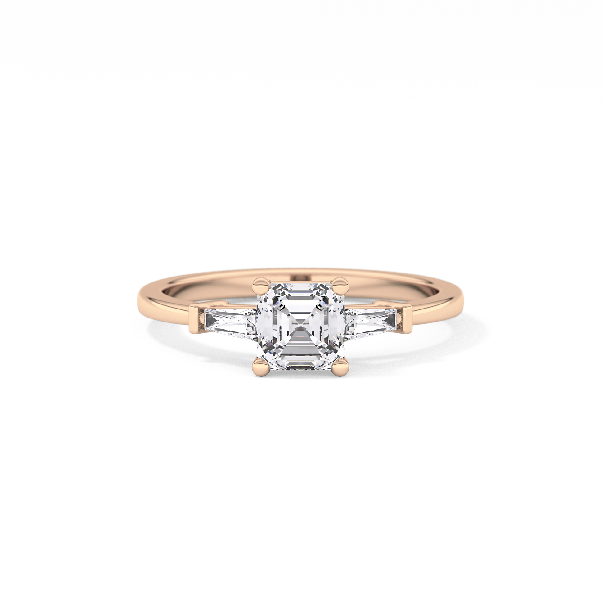 Asscher Three Stone Lab Grown Diamond Engagement Ring