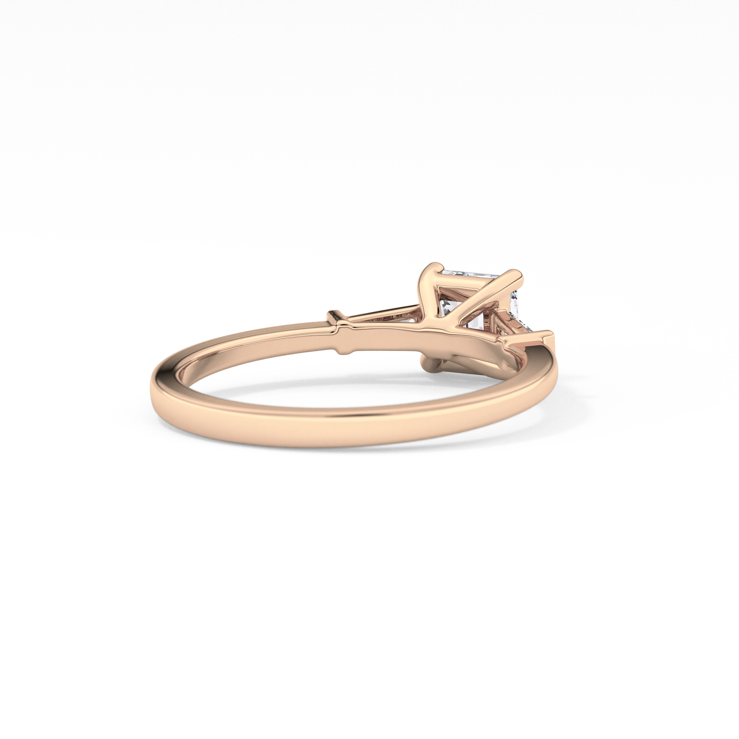 Asscher Three Stone Lab Grown Diamond Engagement Ring