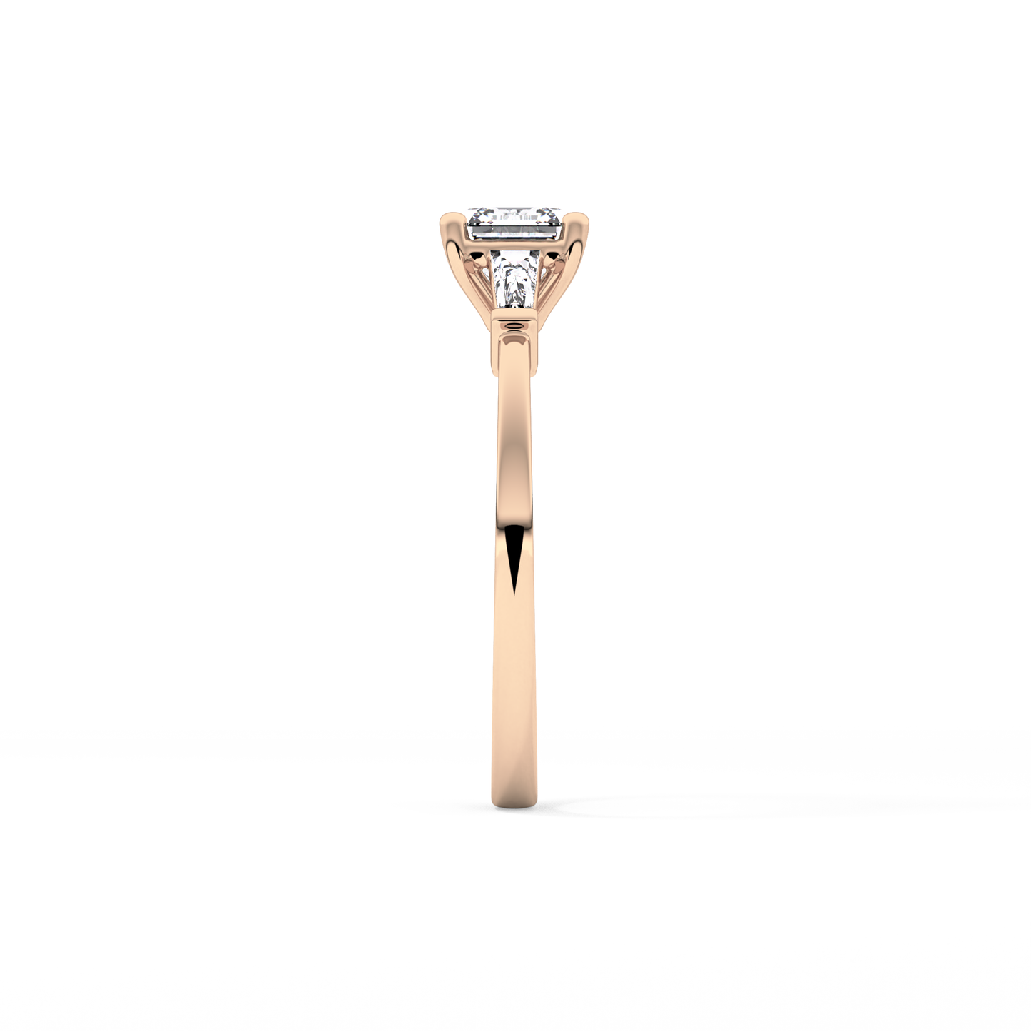 Asscher Three Stone Lab Grown Diamond Engagement Ring