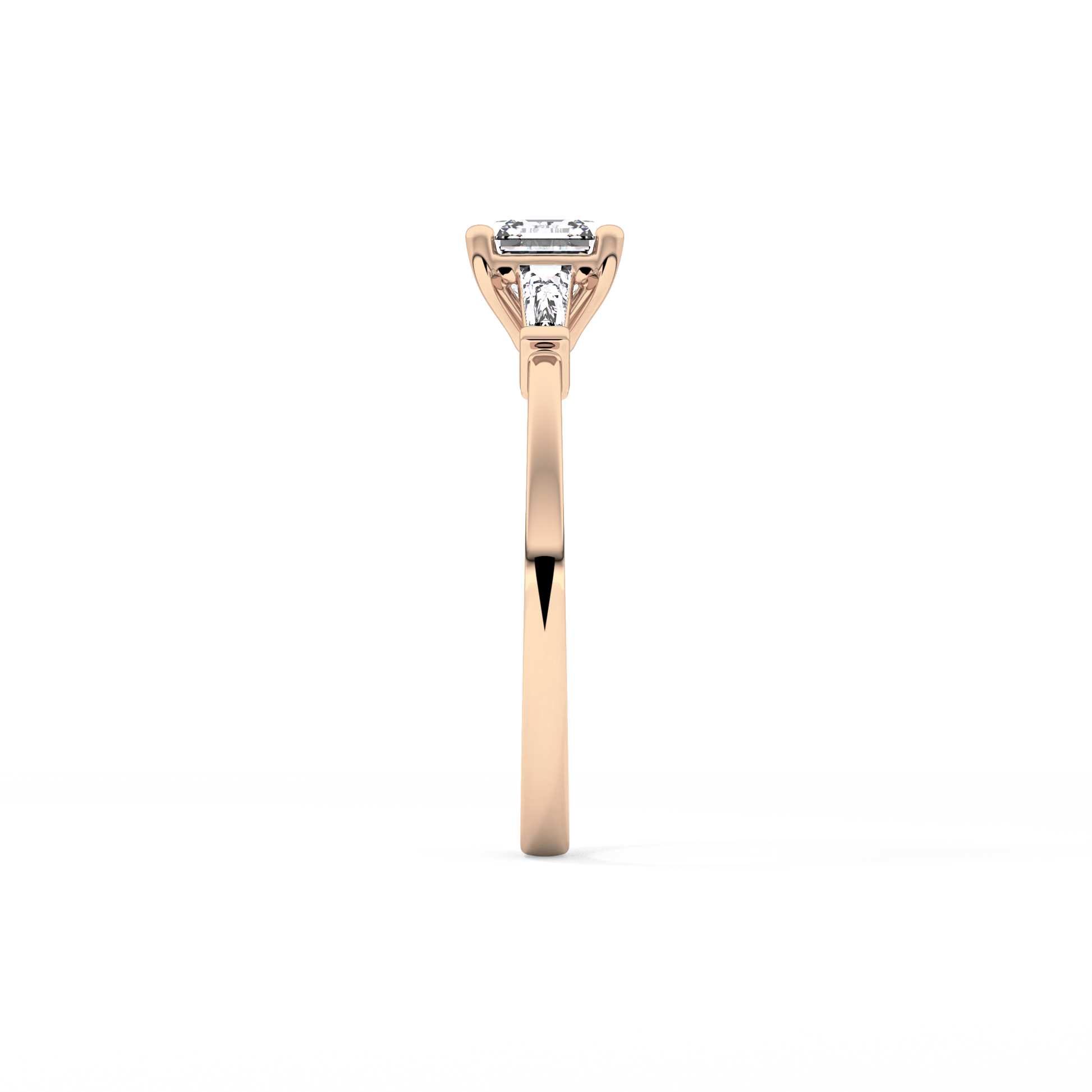 Asscher Three Stone Lab Grown Diamond Engagement Ring