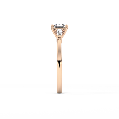 Asscher Three Stone Lab Grown Diamond Engagement Ring