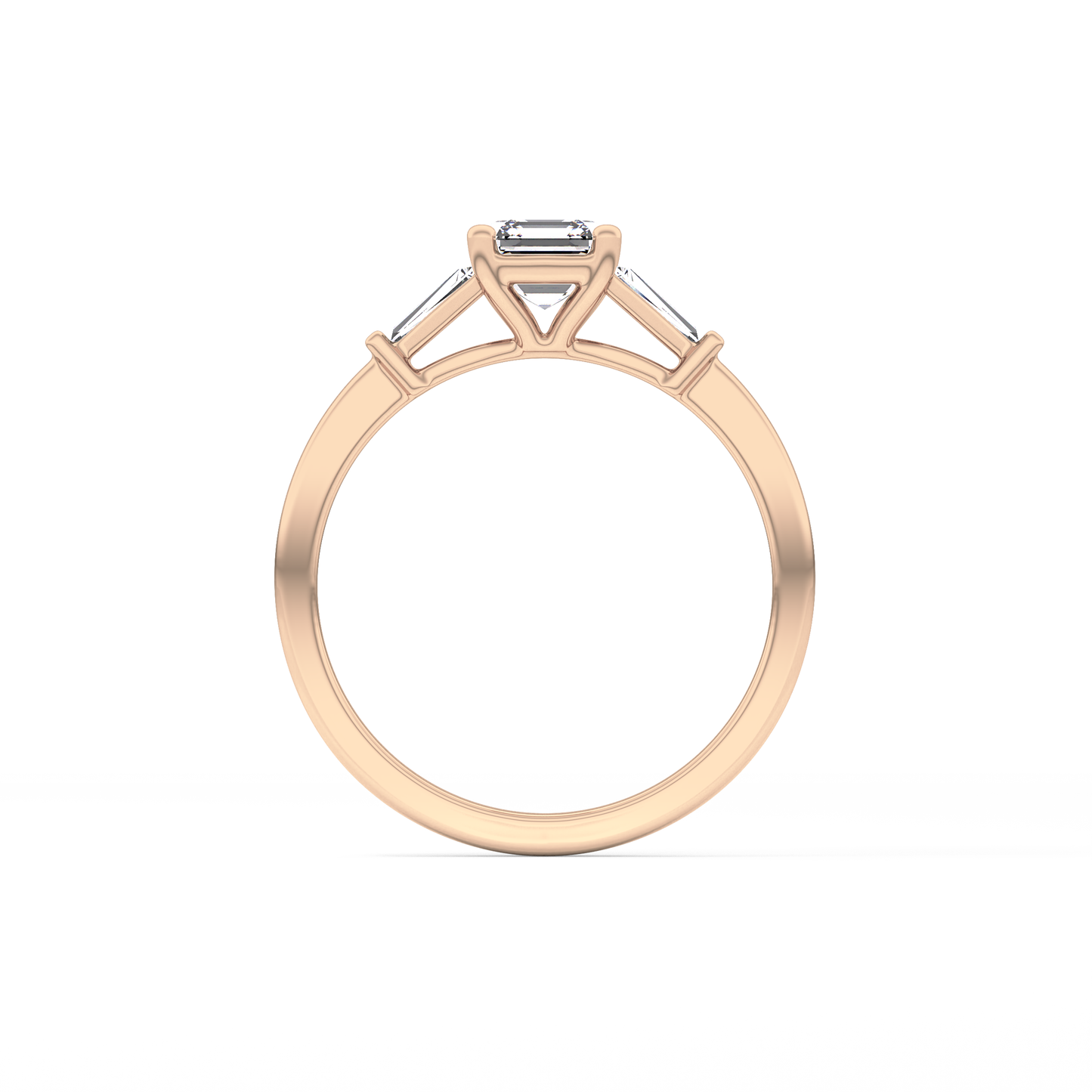 Asscher Three Stone Lab Grown Diamond Engagement Ring