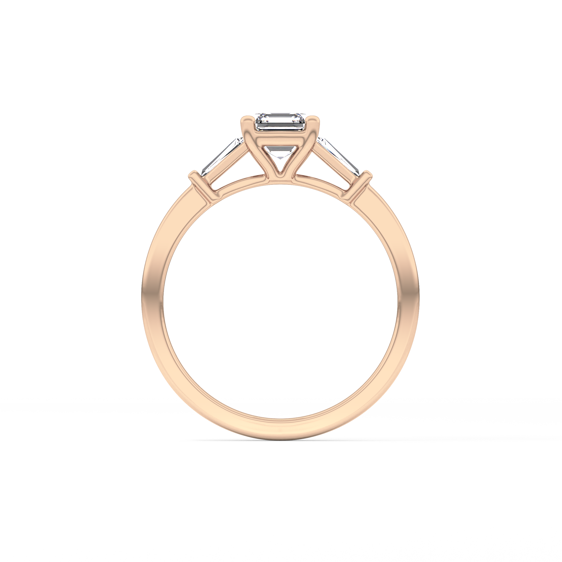 Asscher Three Stone Lab Grown Diamond Engagement Ring