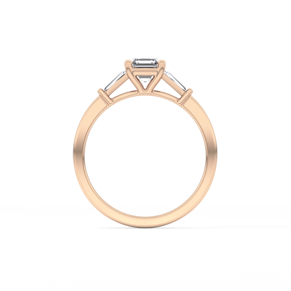 Asscher Three Stone Lab Grown Diamond Engagement Ring