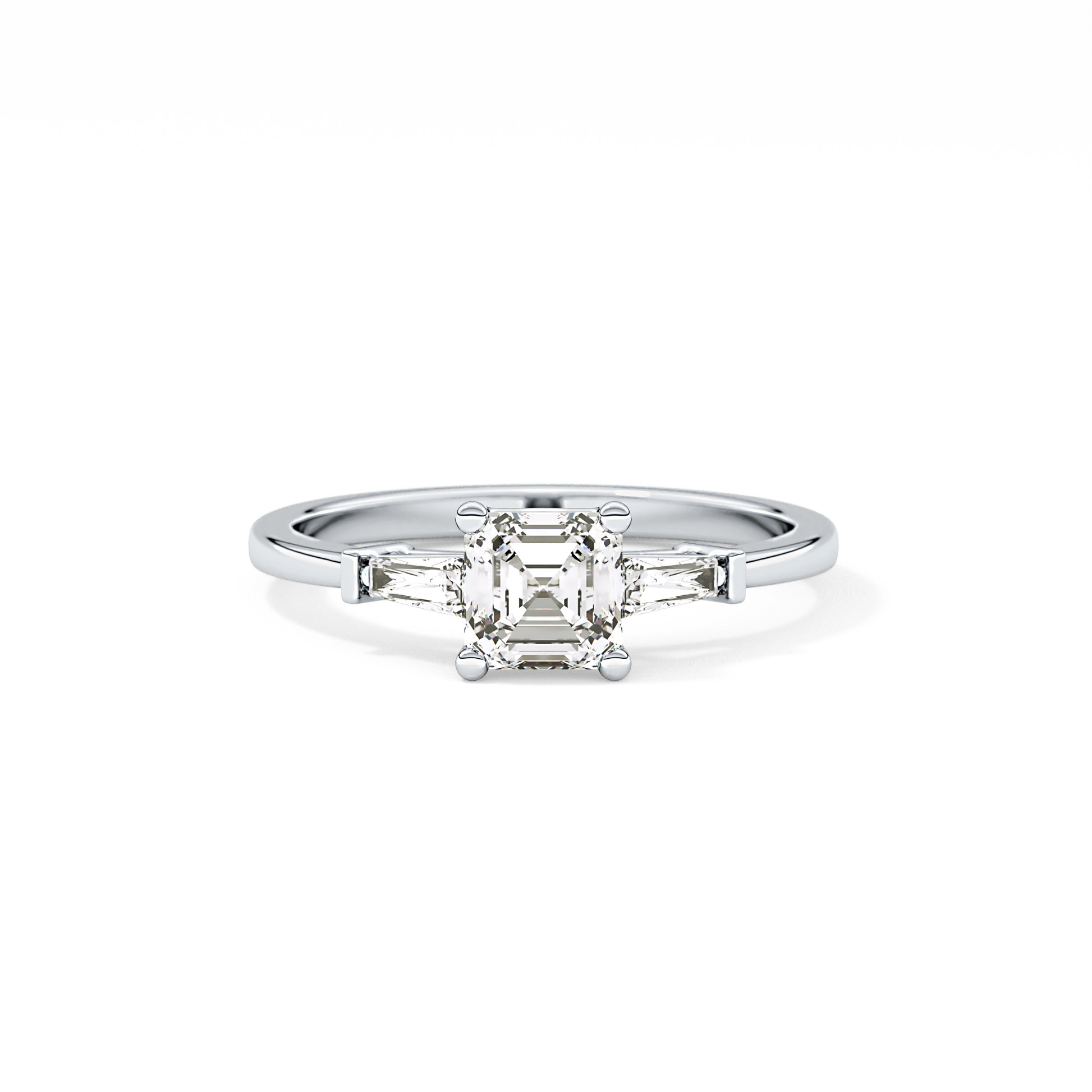 Asscher Three Stone Lab Grown Diamond Engagement Ring