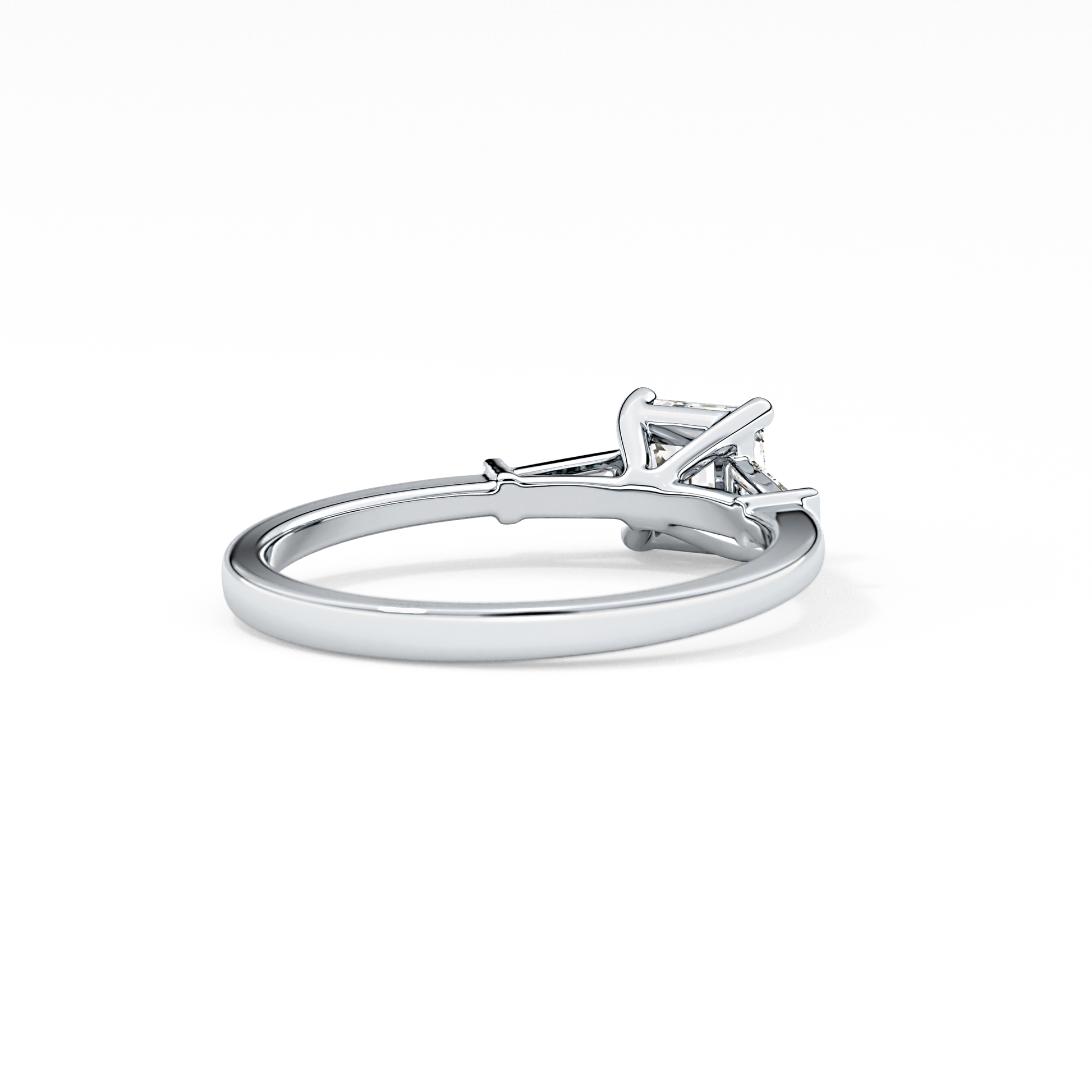 Asscher Three Stone Lab Grown Diamond Engagement Ring