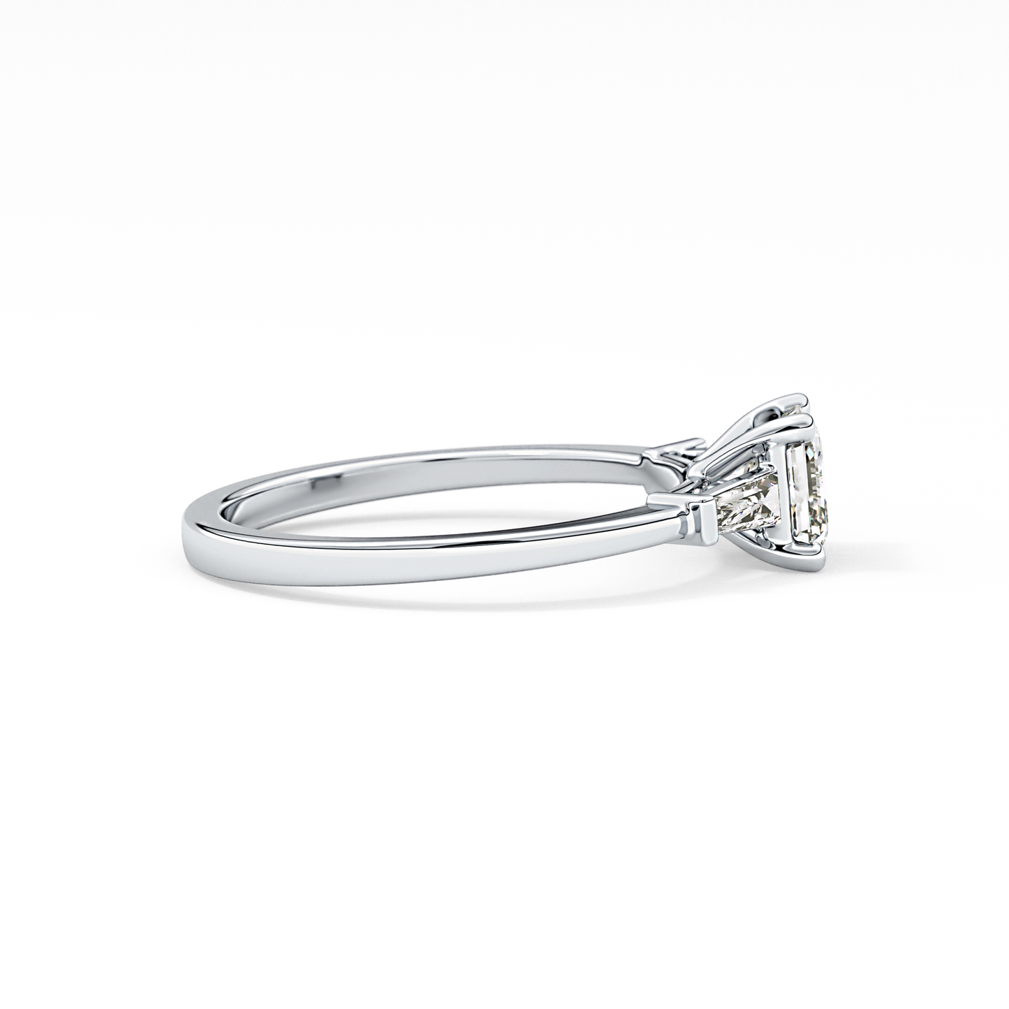 Asscher Three Stone Lab Grown Diamond Engagement Ring