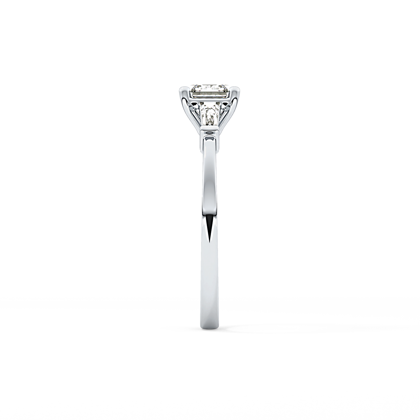 Asscher Three Stone Lab Grown Diamond Engagement Ring
