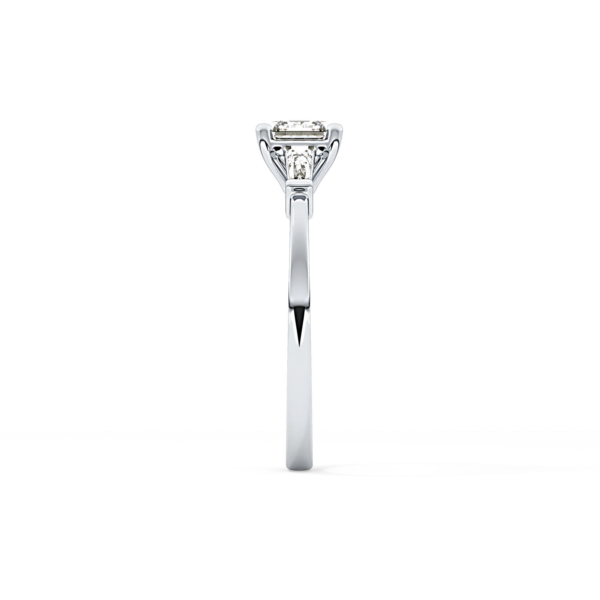 Asscher Three Stone Lab Grown Diamond Engagement Ring