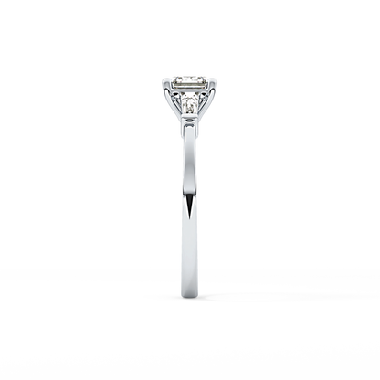 Asscher Three Stone Lab Grown Diamond Engagement Ring