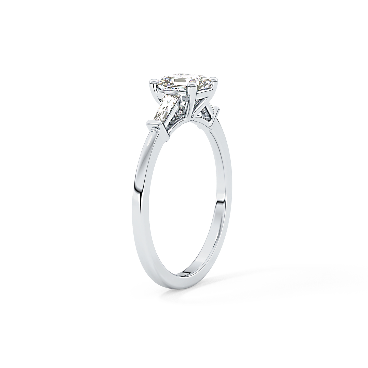 Asscher Three Stone Lab Grown Diamond Engagement Ring
