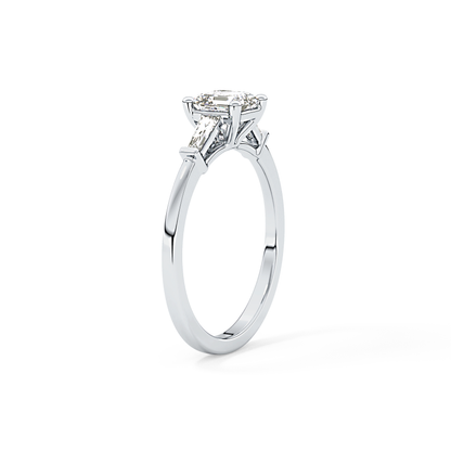 Asscher Three Stone Lab Grown Diamond Engagement Ring