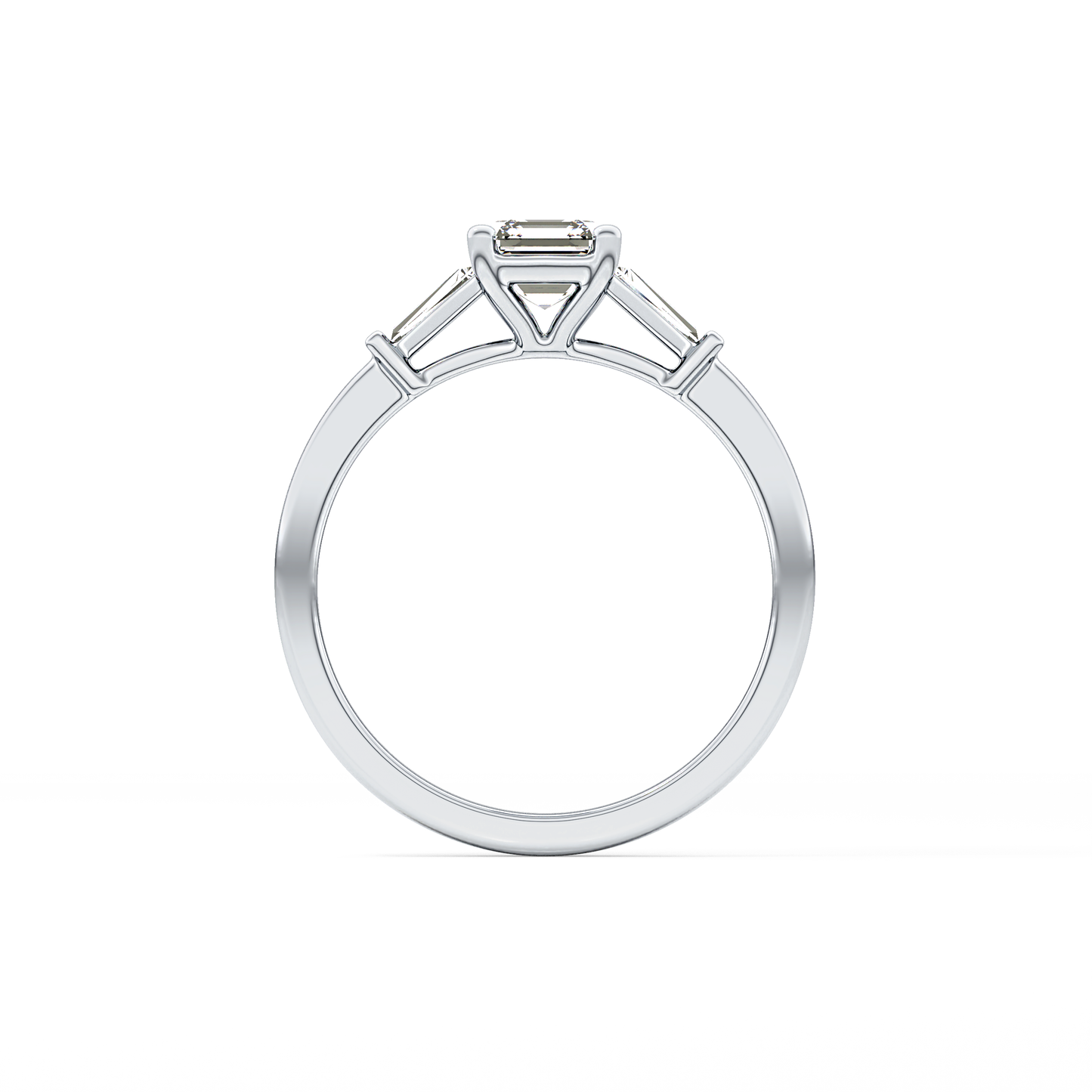 Asscher Three Stone Lab Grown Diamond Engagement Ring