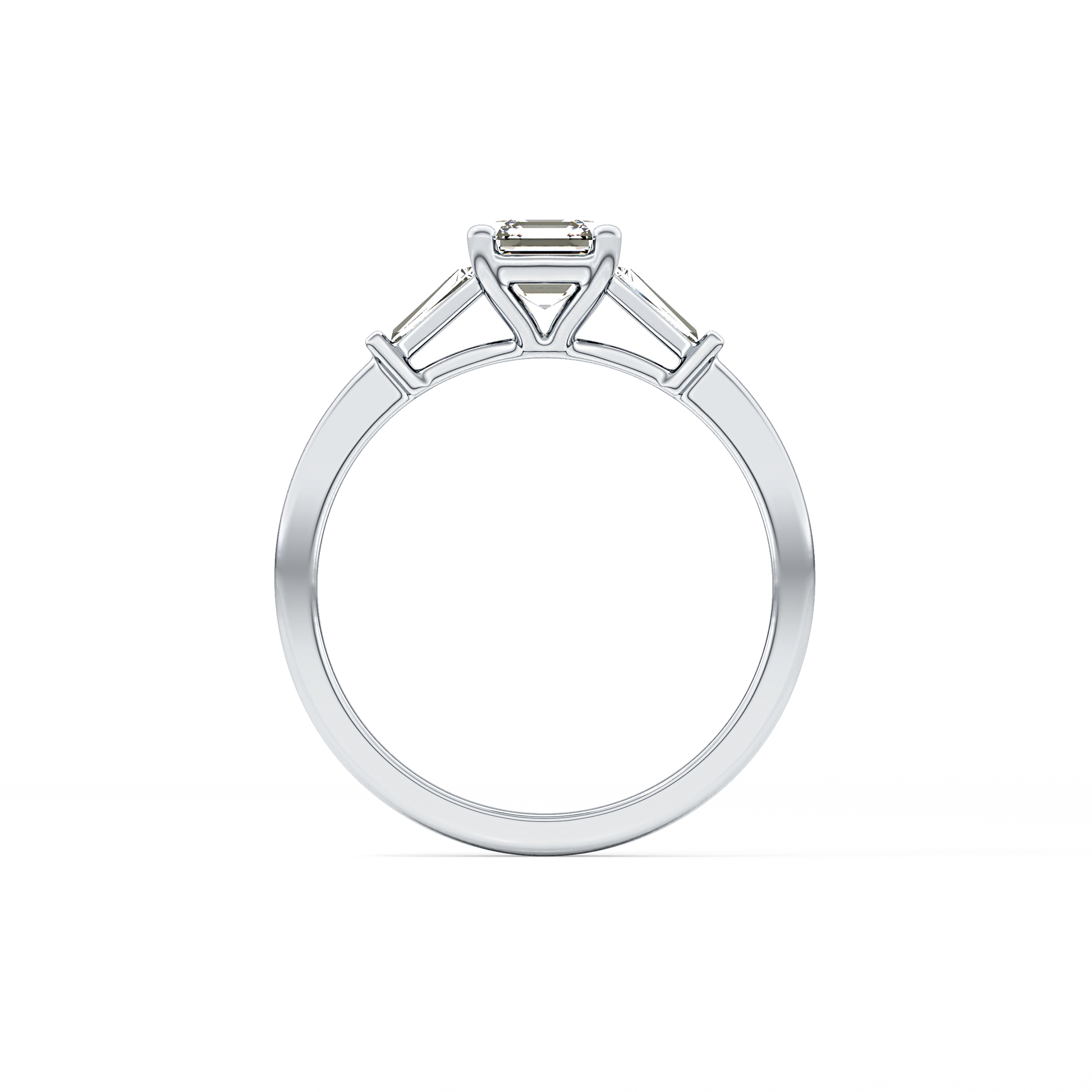 Asscher Three Stone Lab Grown Diamond Engagement Ring