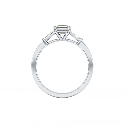 Asscher Three Stone Lab Grown Diamond Engagement Ring
