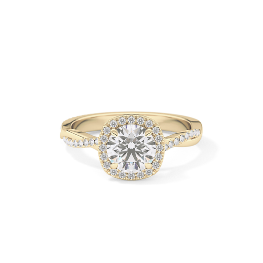 Round Halo & Pave Lab Grown Diamond Engagement Ring