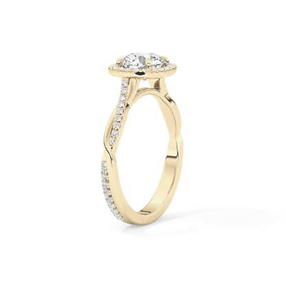 Round Halo & Pave Lab Grown Diamond Engagement Ring