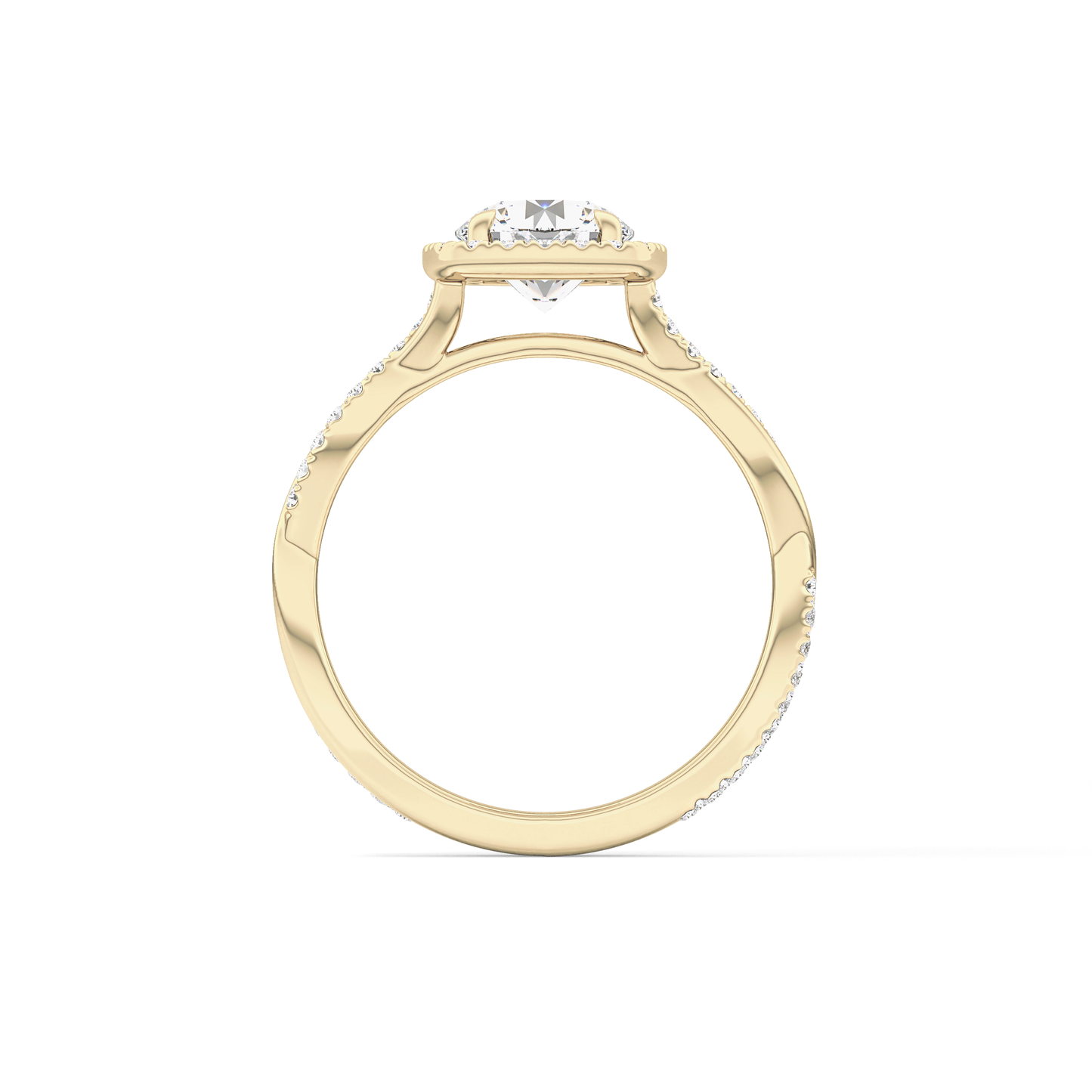 Round Halo & Pave Lab Grown Diamond Engagement Ring